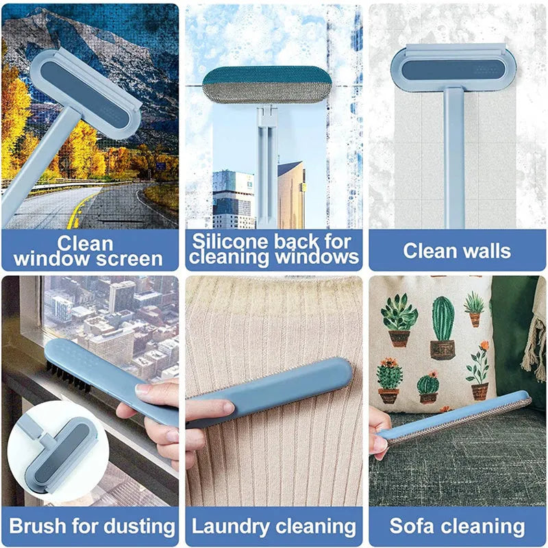 4-in-1 multifunctional hair removal brush with flannel head and detachable handle for pet hair and screen cleaning