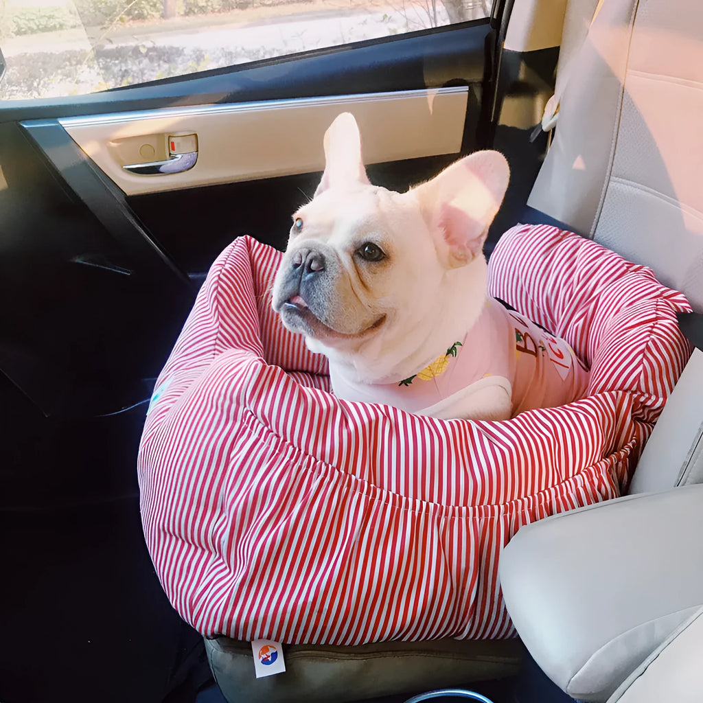Small dog travel car seat cushion with red stripes, Oxford cloth, 55x50x30cm for Schnauzer
