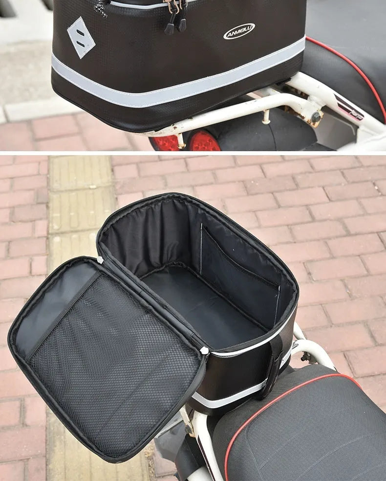 Black waterproof 12 litre PU leather car boot bag for bicycle equipment transport