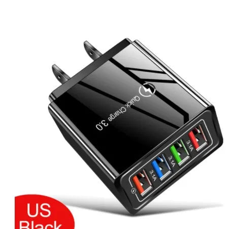 4USB mobile phone charger with luminous indicator in various colour options