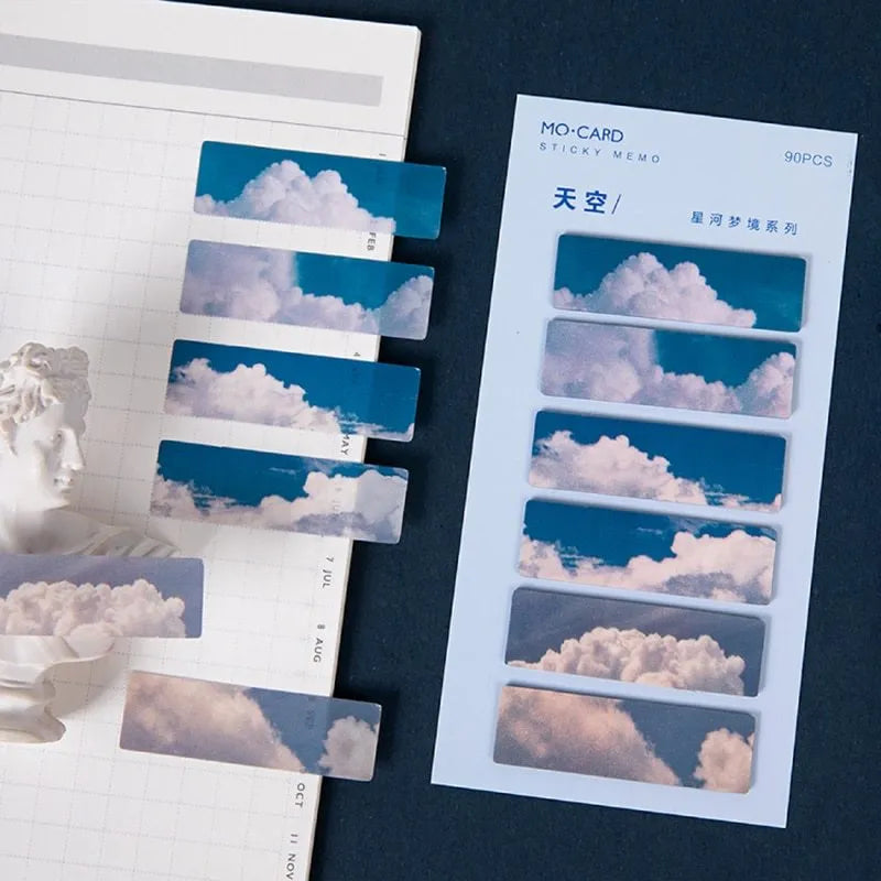 90 plastic index marker notes in six cosmic colours with writable surfaces