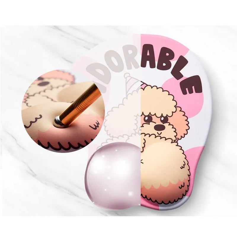 Corgi design 3D ergonomic mouse pad with wrist support cushion in blue colour