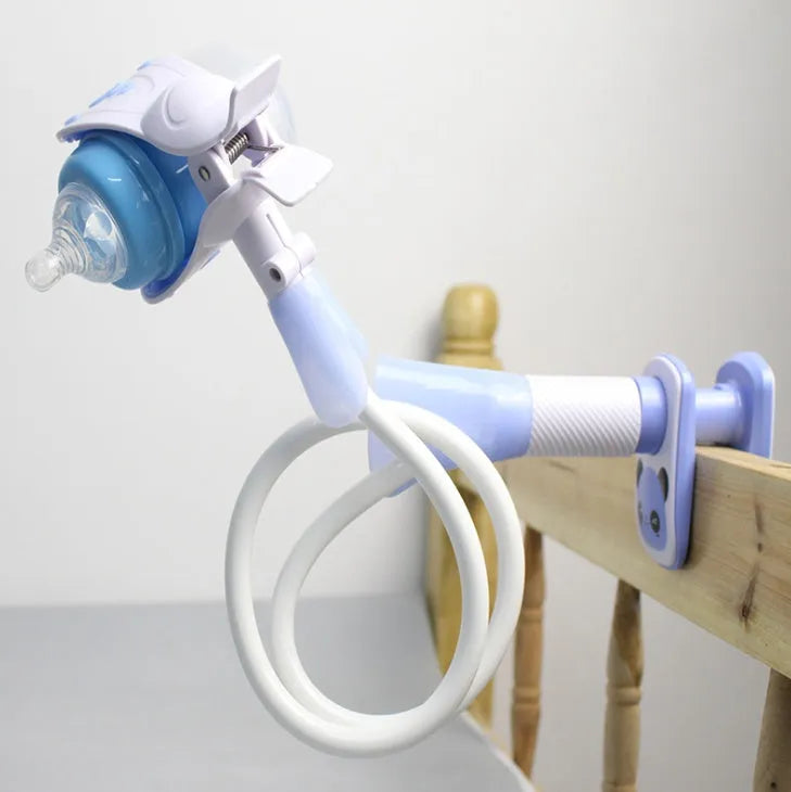 Blue extendable feeding bracket extended to 1.05 metres for nursing mothers