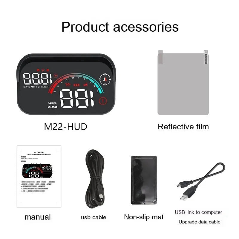 Black car head-up display projector with M22 GPS and speed compass functionality
