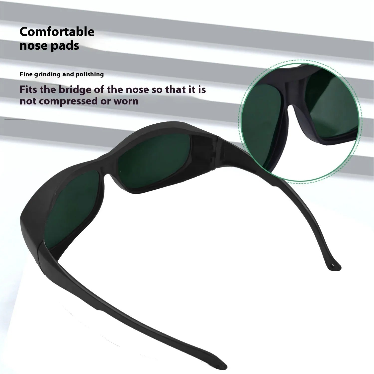 A pair of PC laser protection welding goggles for 200-2000nm optical radiation.
