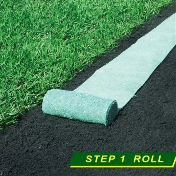 Biodegradable grass seed mat roll 20cm wide by 300cm long for garden soil erosion control and seedling raising
