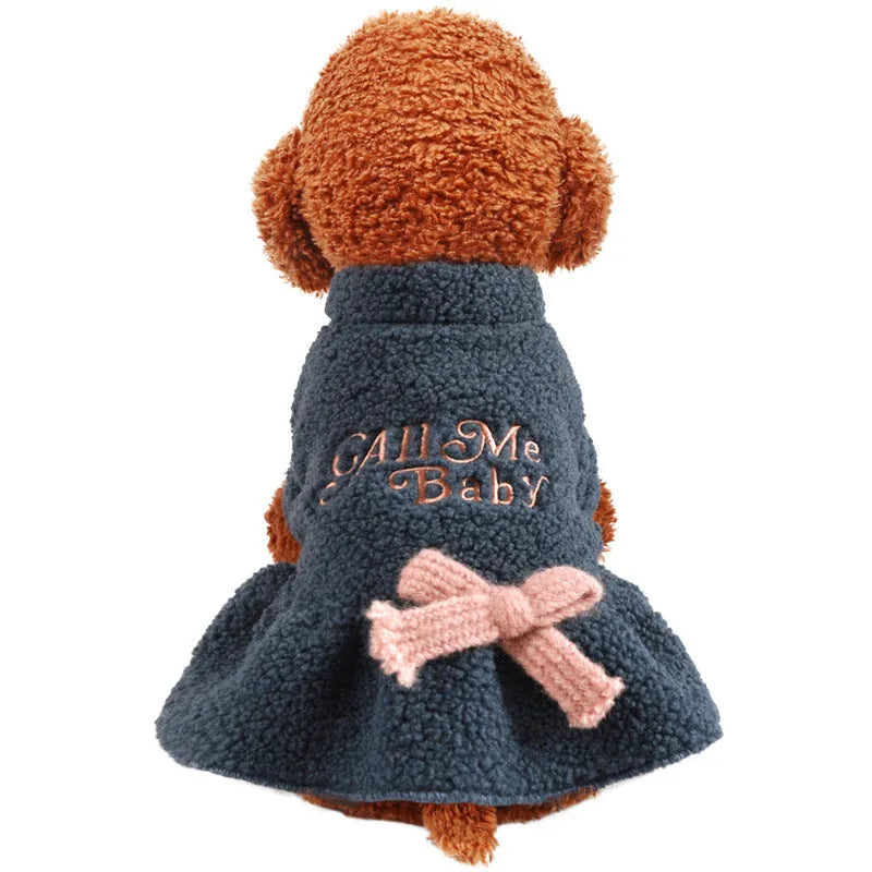 Polyester Berber fleece pet skirt with elastic waistband in baby letter pattern