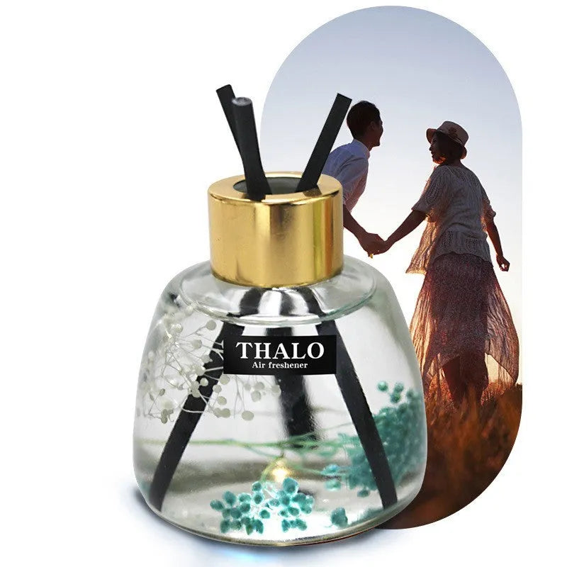Glass bottle car fragrance ornament with loose incense for vehicle scent control