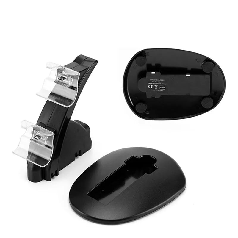 Black Xbox One dual controller charging stand holding two gamepads