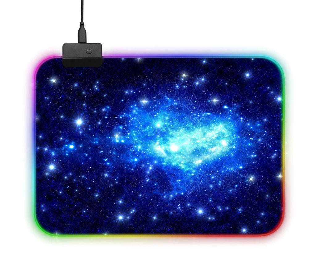 Gaming mouse pad with RGB LED lighting on four edges, 800x300mm cloth surface on rubber base
