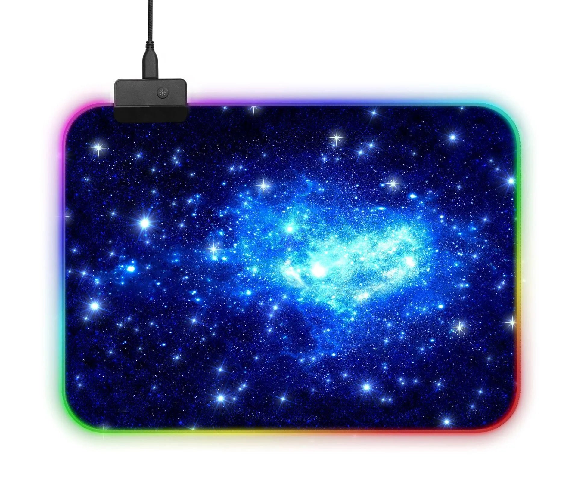 Gaming mouse pad with RGB LED lighting on four edges, 800x300mm cloth surface on rubber base