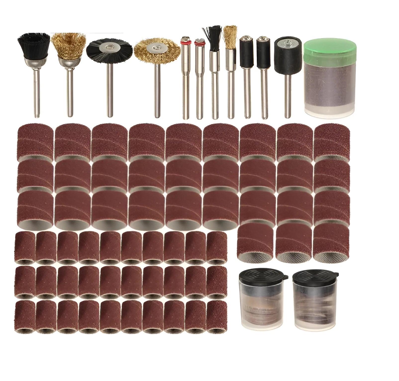 150-piece electric grinder accessory combo set with sandpaper rings and multiple material tools