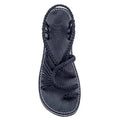 Rubber flip flops with anklet straps, flat sandals in black, blue and red, sizes 4.5 to 11