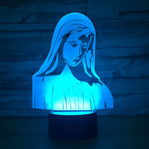 3D LED night light showing colourful dual-ring pattern from laser-engraved acrylic on an ABS base.