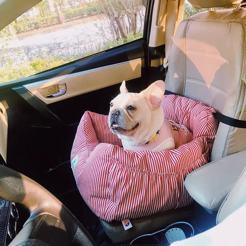 Small dog travel car seat cushion with red stripes, Oxford cloth, 55x50x30cm for Schnauzer