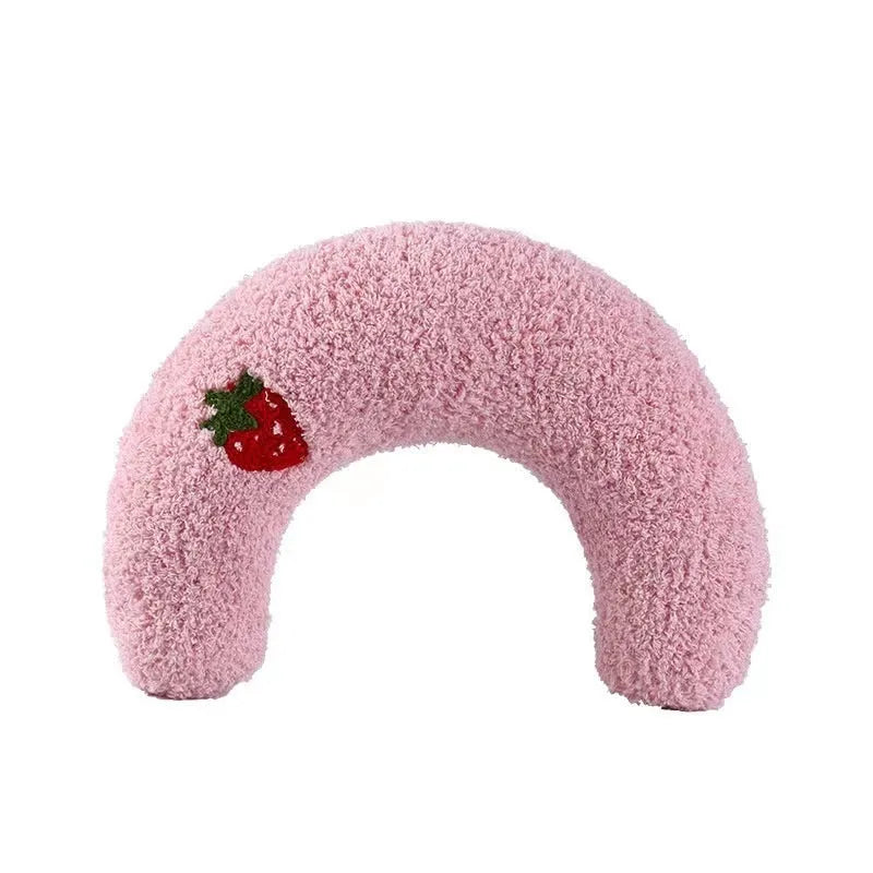 Anti-scratching cervical pillow cat toy in cloth with four colour options: white, pink, khaki, sapphire blue