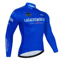 Men's long sleeve cycling top in a patterned colour, showing the breathable fabric and fit for biking.