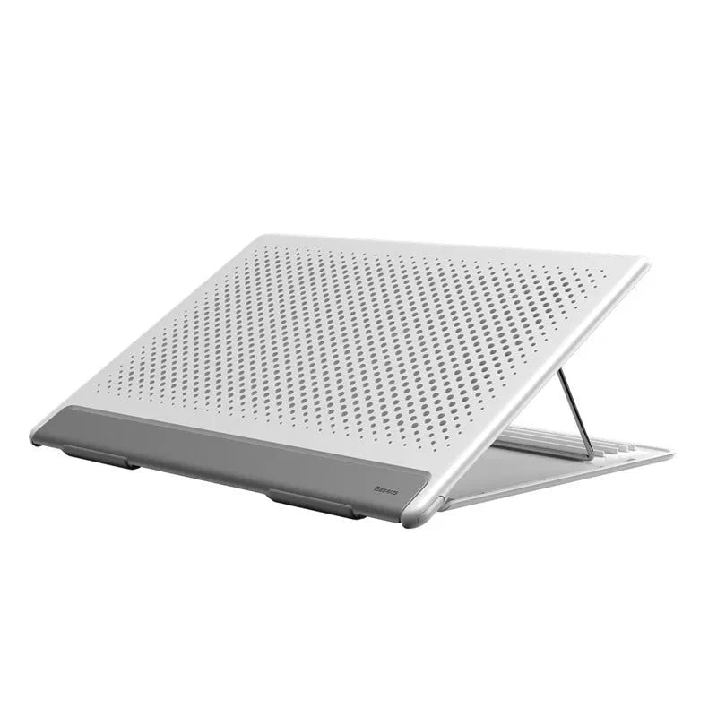 Dongdong portable alloy notebook stand 287x207x0.8mm in Black, shown with a laptop