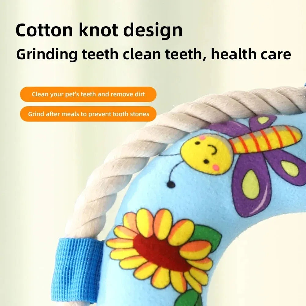 Yellow fish design floating dog pull ring squeaky toy measuring 25cm for chew and fetch games