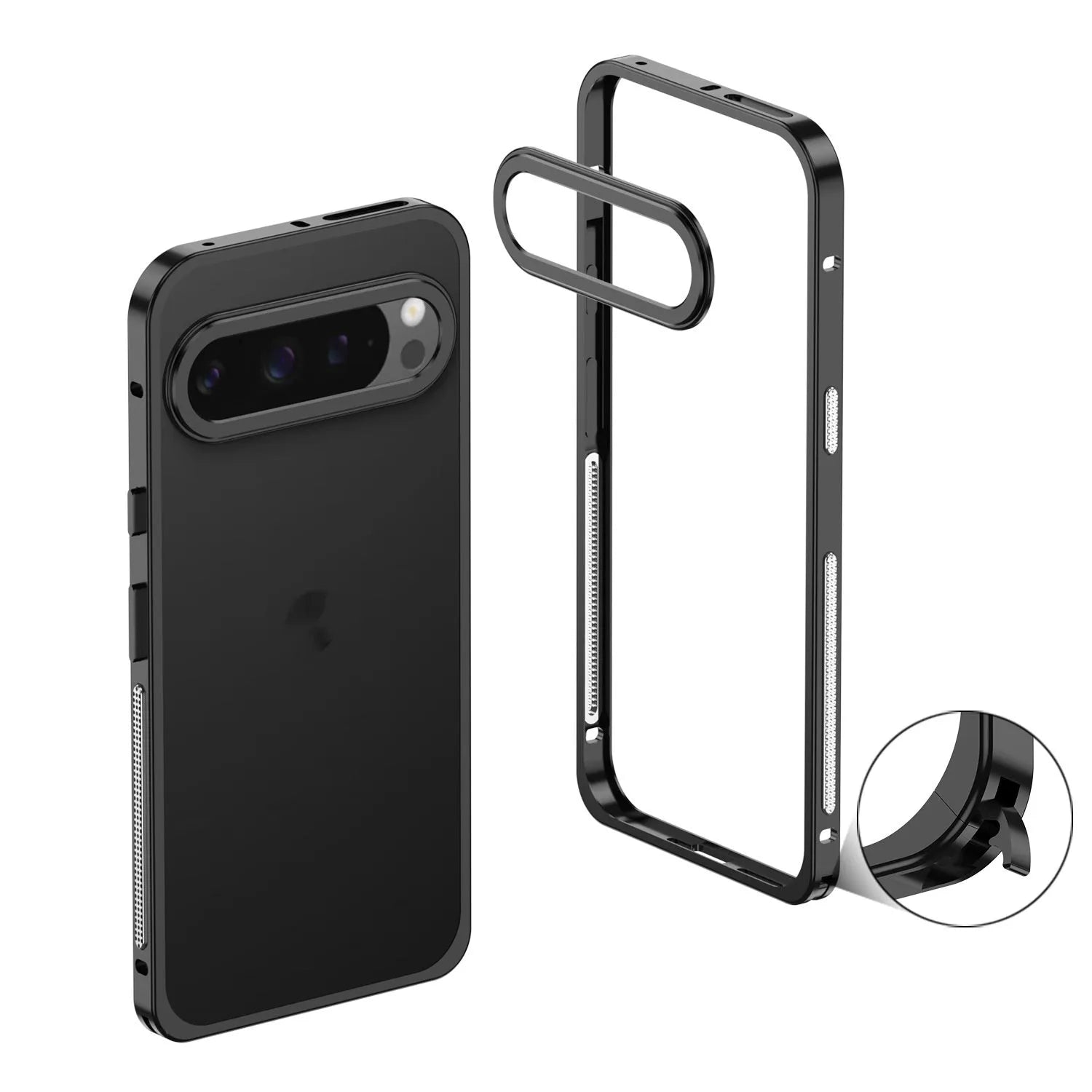 Aluminium alloy phone case with heat dissipation bracket for Google Pixel 9 Pro XL in black finish
