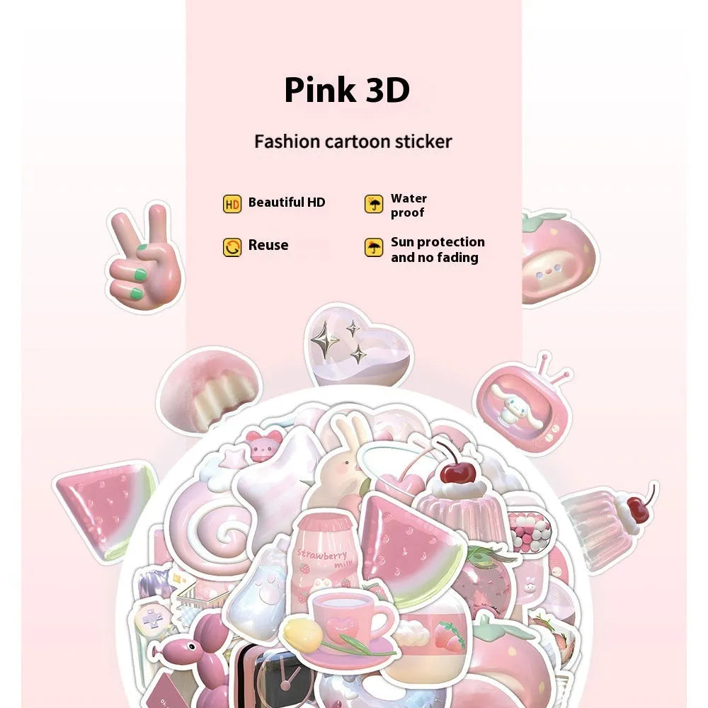 Two sheets of pink girl heart decorative stickers with realistic 3D effect, showing style A and style B patterns.