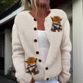 Women's 3D digitally printed cardigan coat in loose fit with long sleeves