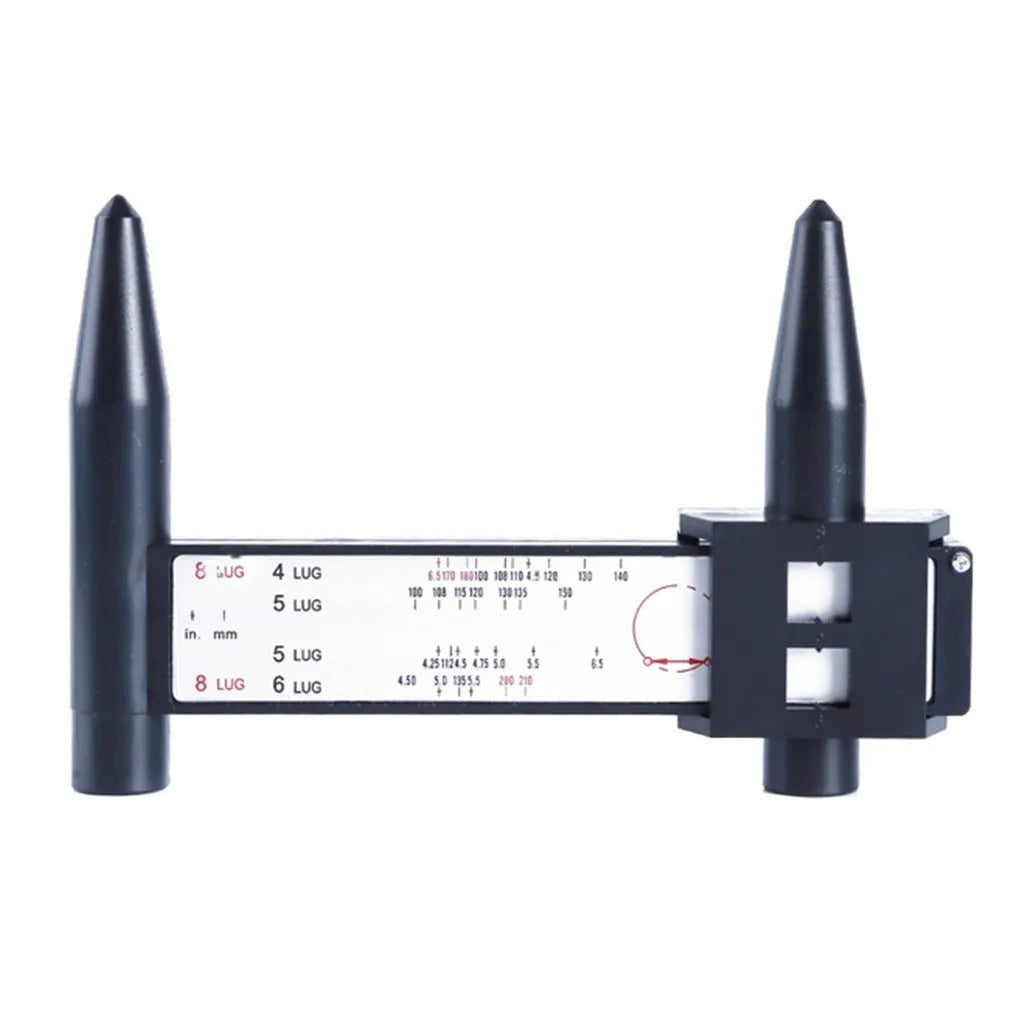 Electronic digital caliper hole distance measuring tool on a workbench