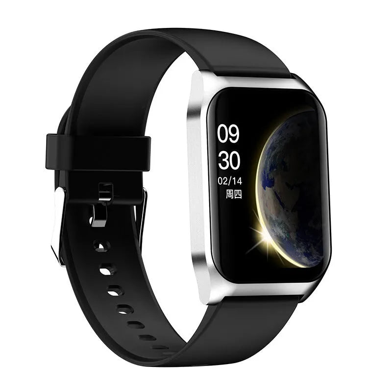 Smart watch with 1.69-inch touch screen displaying heart rate and Bluetooth call interface