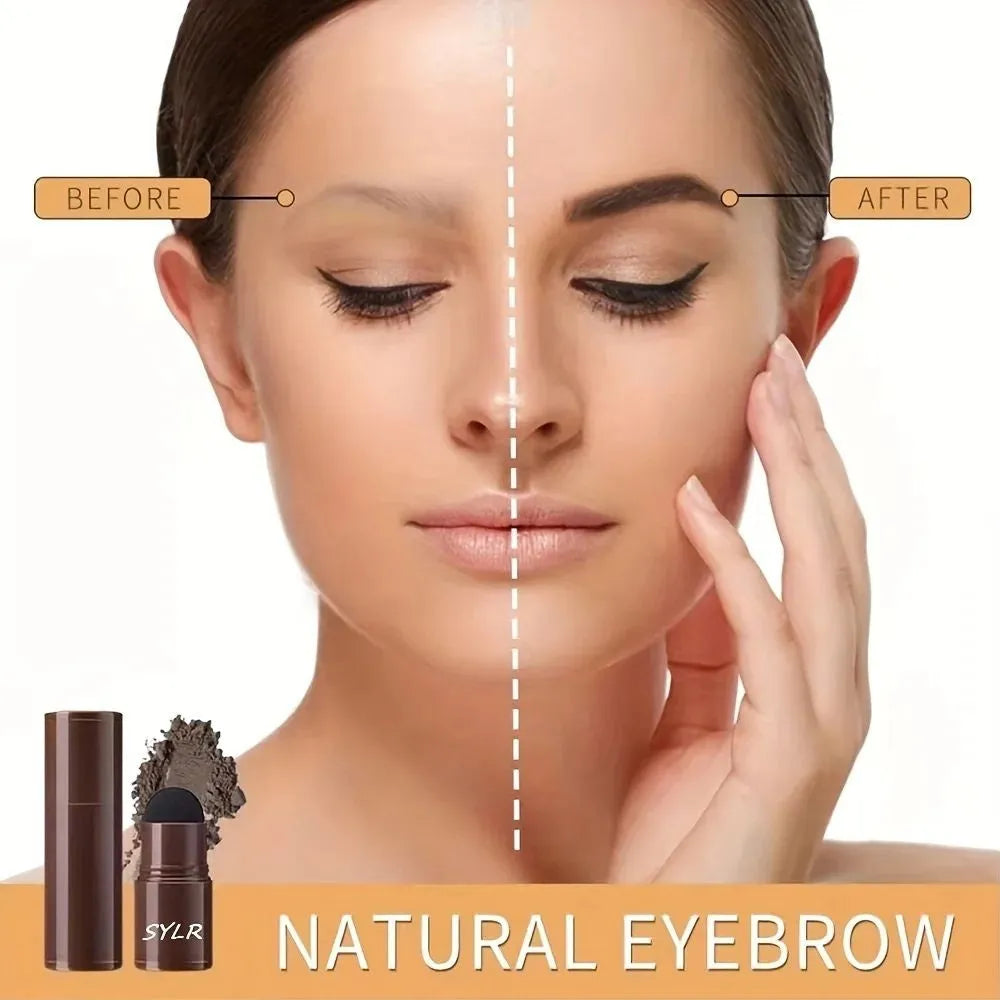 Professional eyebrow stamp set with brown waterproof brow cream in a 2g pot, designed for quick symmetrical brow shaping