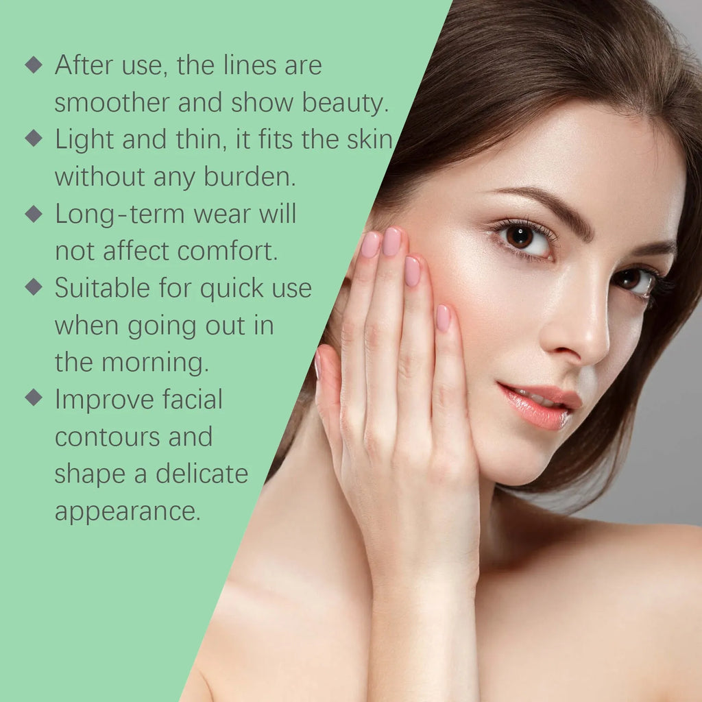 Invisible face lift tape patches and black lifting ropes with hook closures for facial firming