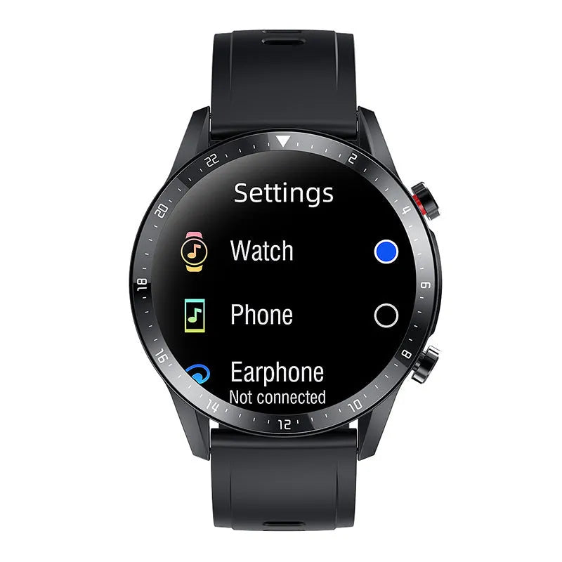 Bluetooth smartwatch with alloy case on wrist, showing time and heart rate on its 1.3-inch screen.
