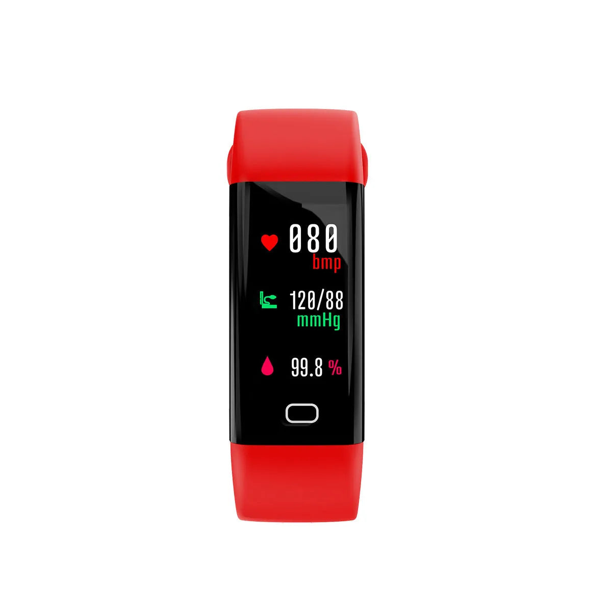 Smart fitness band with large OLED screen showing exercise data on wrist