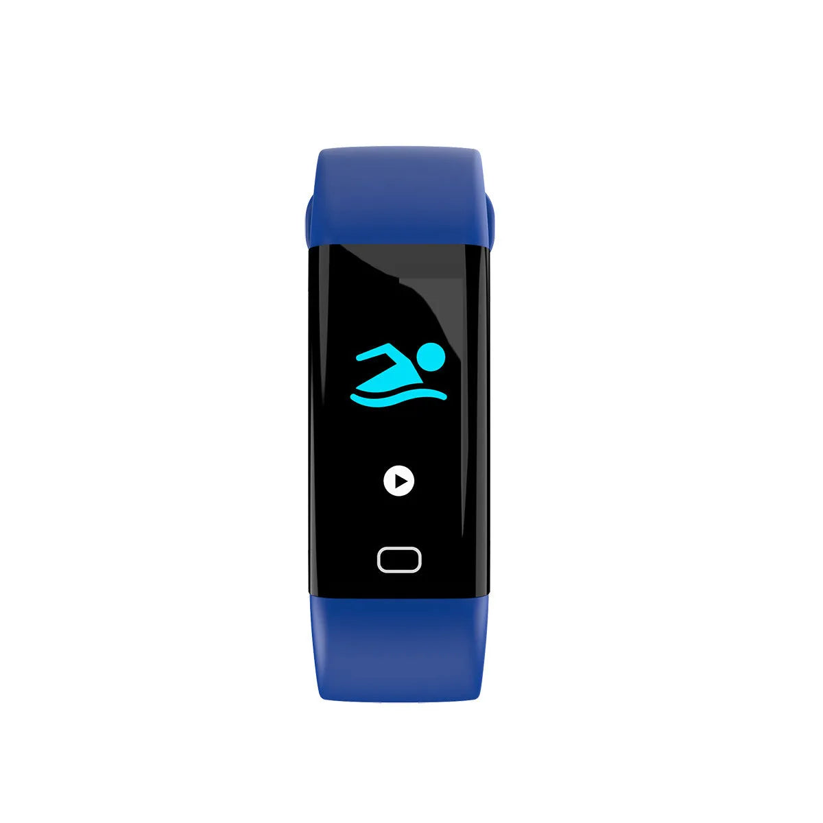 Smart fitness band with large OLED screen showing exercise data on wrist