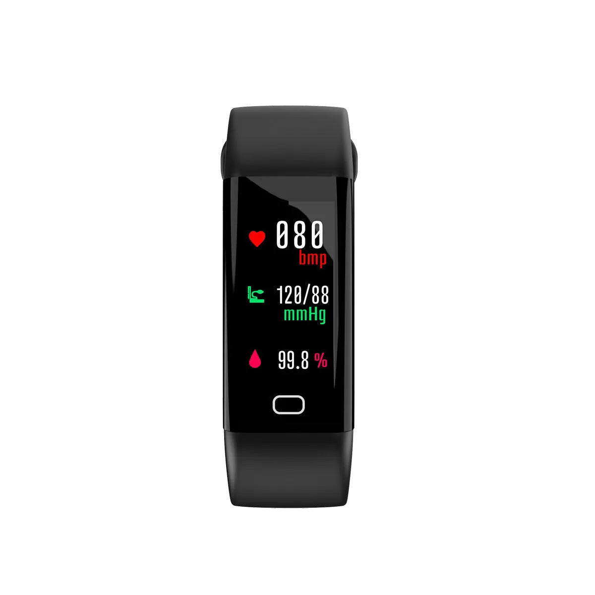 Smart fitness band with large OLED screen showing exercise data on wrist