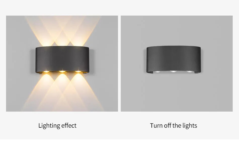 Waterproof LED wall lamp aluminium housing black white 2W 4W 6W warm cold white outdoor