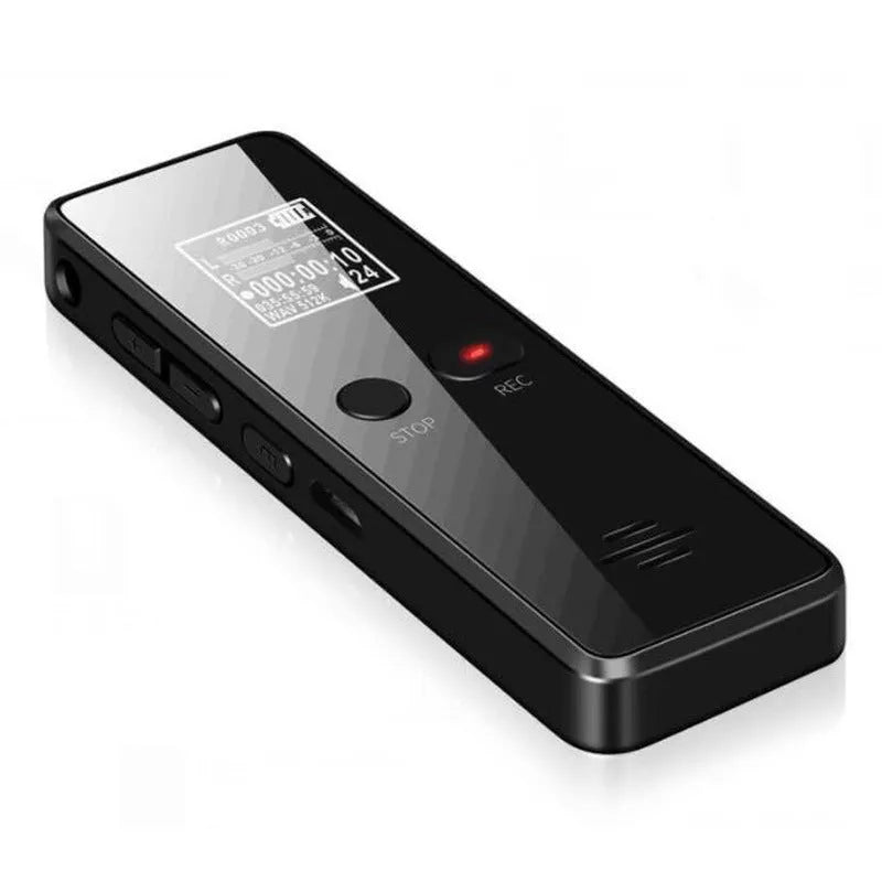 Black zinc alloy USB flash drive voice recorder and MP3 player with LCD screen