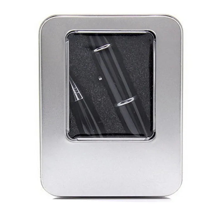Multi-function metal USB flash drive pen with laser pointer, 16GB capacity, black, on white background
