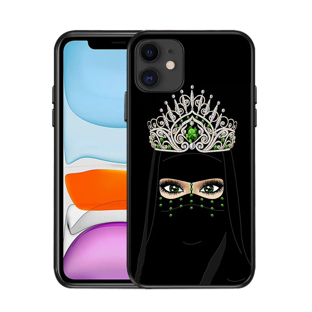 Muslim girl phone case for iPhone, TPU back cover with painted solid colour design