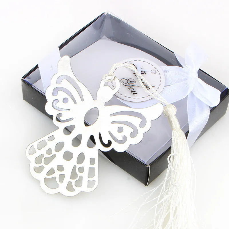 Stainless steel cartoon bookmark with angel eagle design on a white background