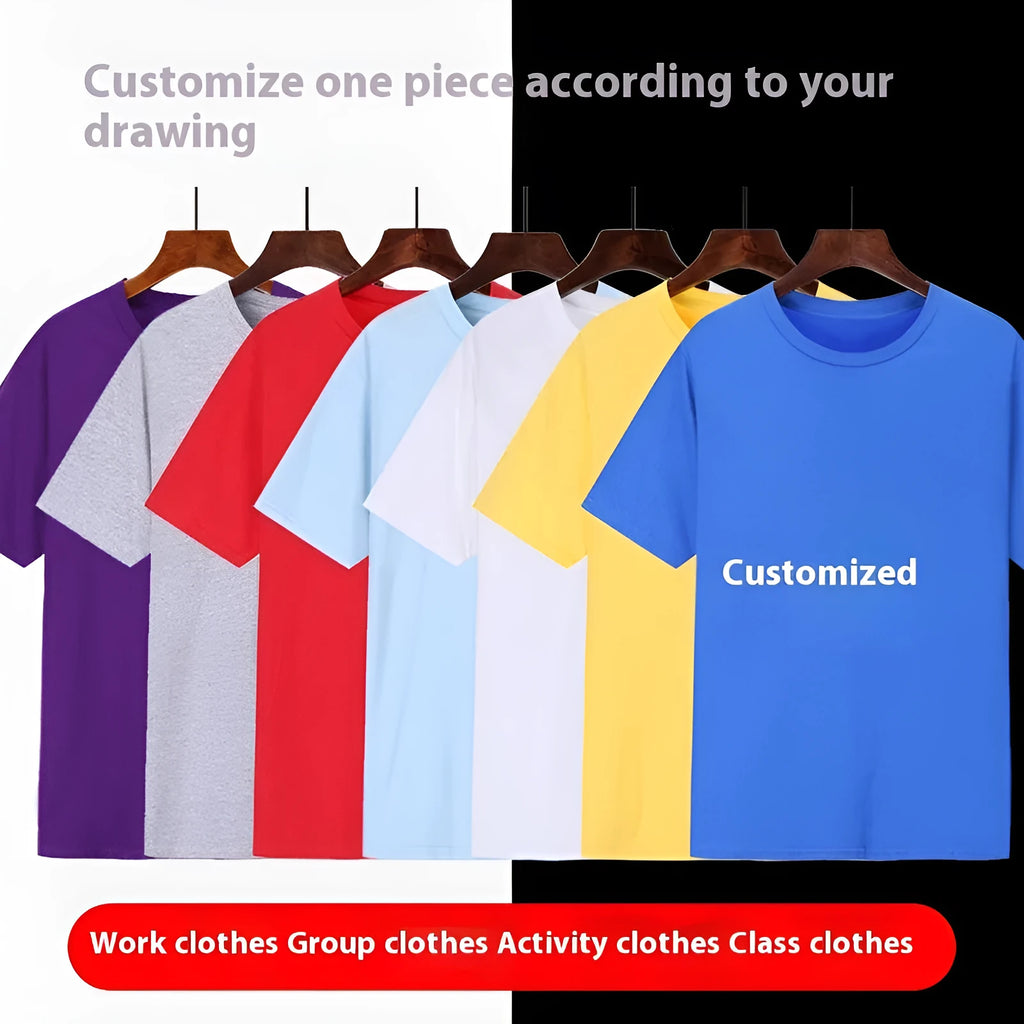 Men's black cotton t-shirt with short loose sleeves showing size range and colour options