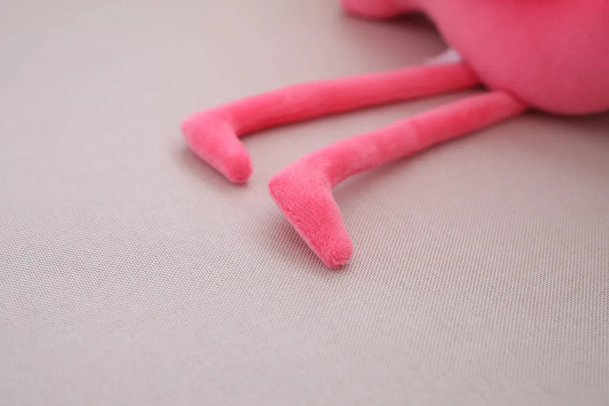 Pink flamingo plush toy with short plush fabric and PP cotton filling, 24cm length