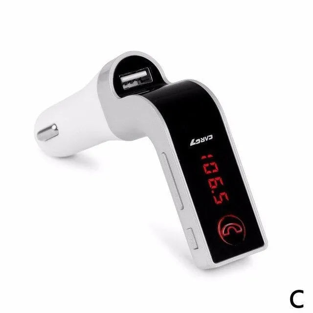 Vehicle Bluetooth receiver FM transmitter for car 12V USB charger hands-free calling in black colour