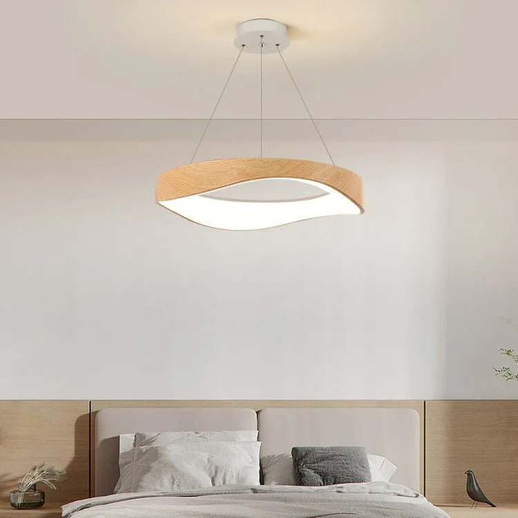 Nordic creative wood grain pendant chandelier 40cm in Antique Wood Grain finish for dining room