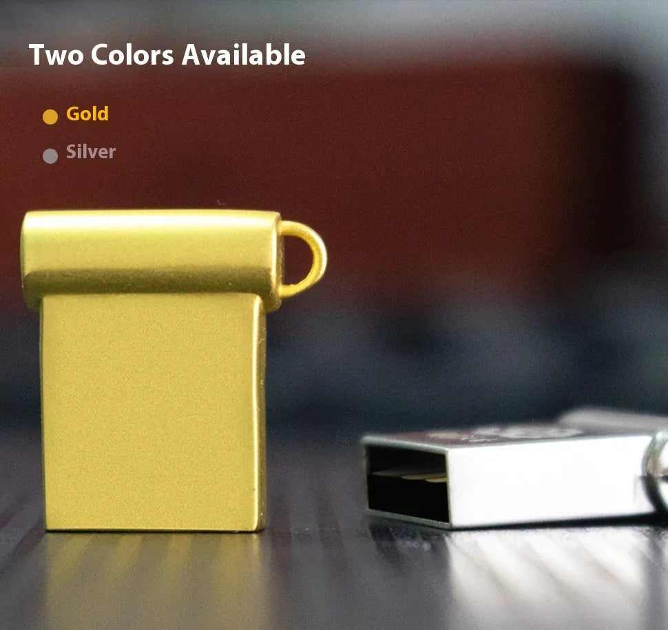 Mini metal USB flash drive, 18mm x 12.6mm x 4.7mm, 3g, USB 2.0, car metal plate design, Gold options