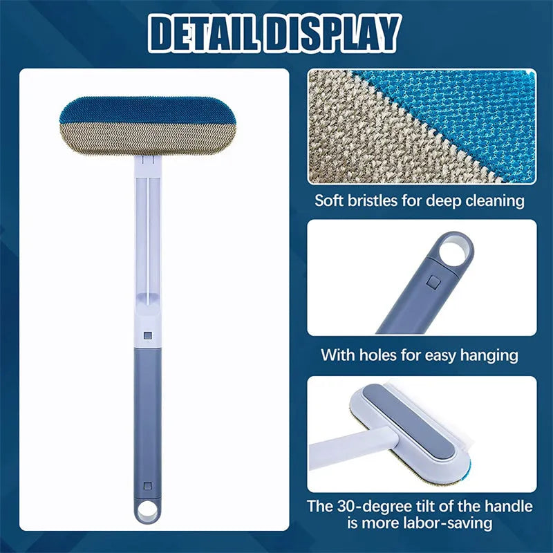 4-in-1 multifunctional hair removal brush with flannel head and detachable handle for pet hair and screen cleaning