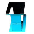 Multi angle adjustable folding tablet stand, 28.5 x 24 x 2.5cm folded, 725g, black blue orange