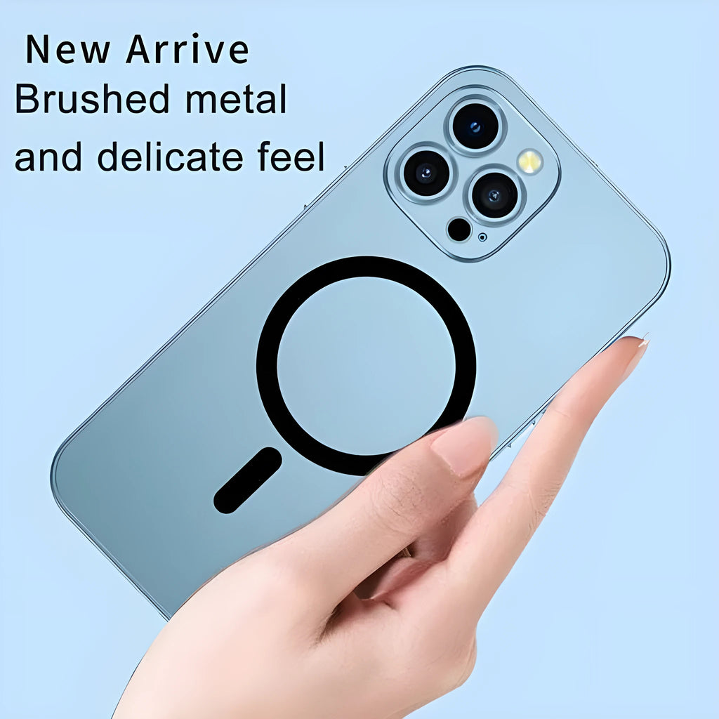 iPhone aluminium alloy frame protective case with magnetic suction in dark purple colour