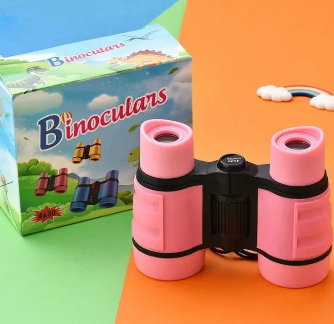 Kids toy telescope 4X30 HD portable binoculars with flat leather body in blue