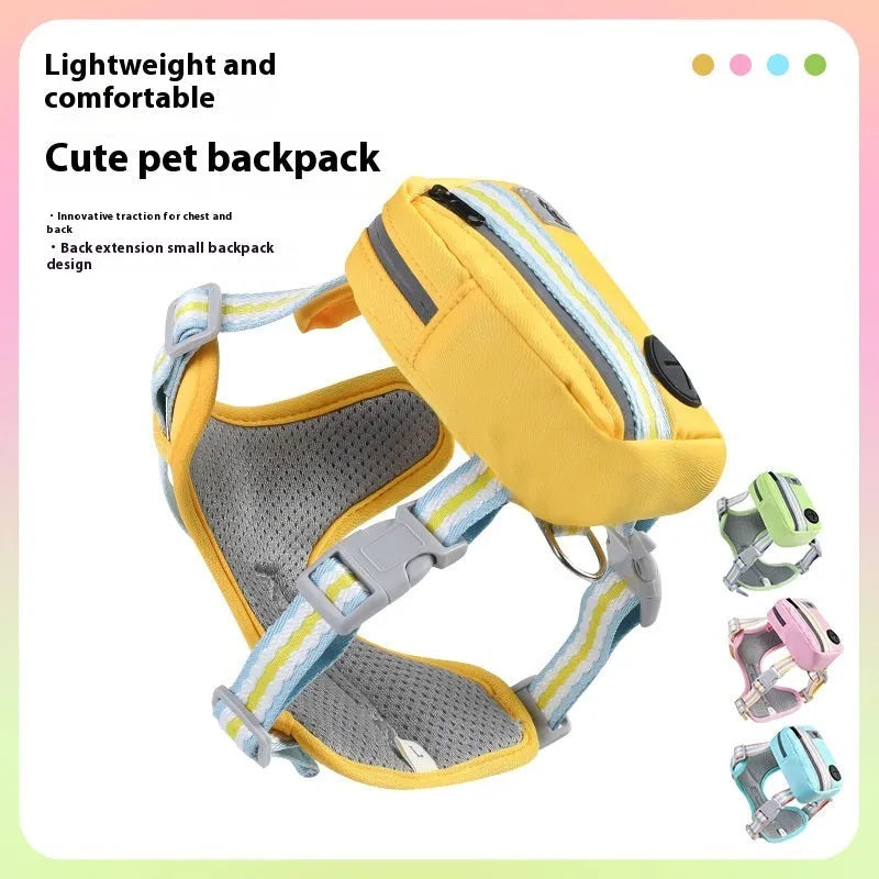 Explosion-proof anti-strangulation pet harness in Oxford cloth with reflective strips and 1.5m rope