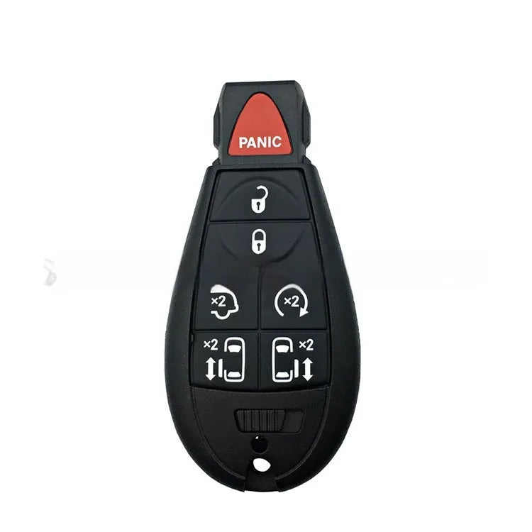 White plastic key shell case for Dodge and Chrysler smart keys, showing front and back views.